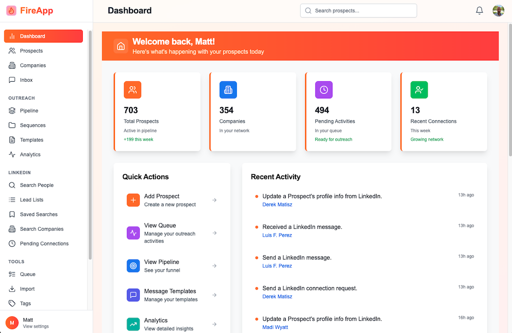 FireApp dashboard screenshot